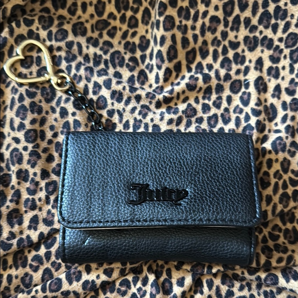 Juicy Couture Black Wallet with Gold Heart Keychain